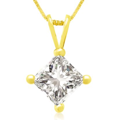 1.00ct 14k Yellow Gold Princess Diamond Pendant