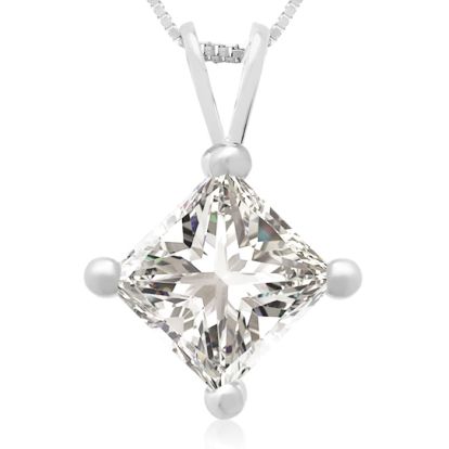 1.50ct 14k White Gold Princess Diamond Pendant