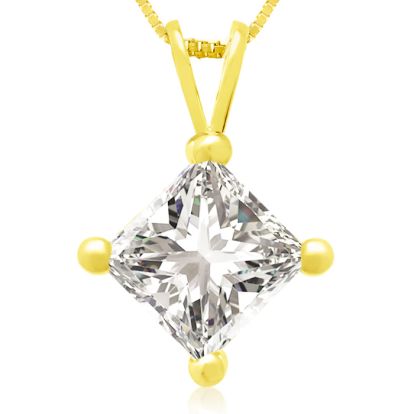 1.50ct 14k Yellow Gold Princess Diamond Pendant