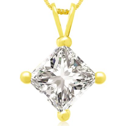 2.00ct 14k Yellow Gold Princess Diamond Pendant