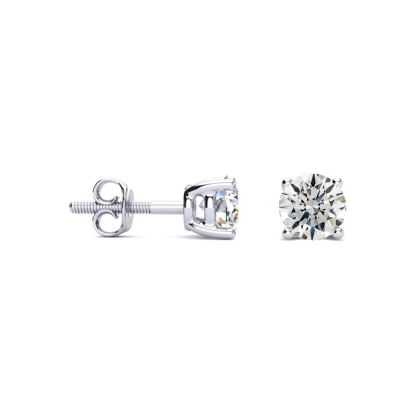 3/4 Carat Round Diamond Stud Earrings In Platinum