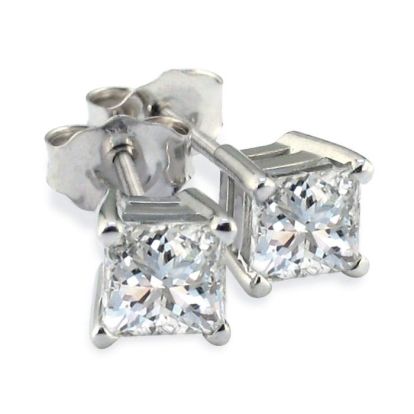 Our Finest Platinum 1/4ct Princess Diamond Stud Earrings.