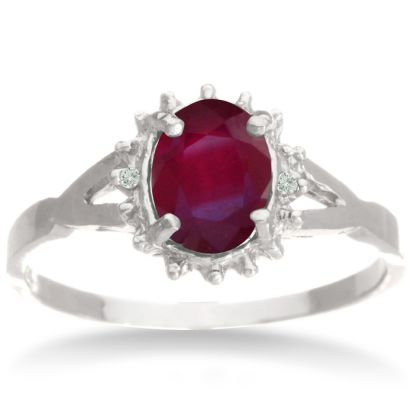 3/4ct Ruby and Diamond Starburst Ring in Sterling Silver