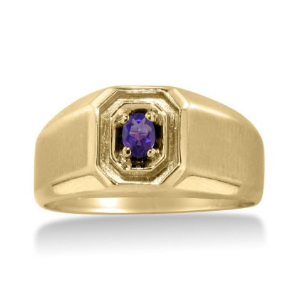 1/4ct Oval Amethyst Men's Ring Crafted In Solid 14K Yellow Gold