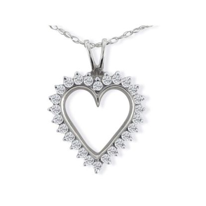 Diamond Heart Pendants: CLOSEOUT PRICE. 1ct Perfect Diamond Heart Pendant, 10k White Gold, 1 Star Diamonds