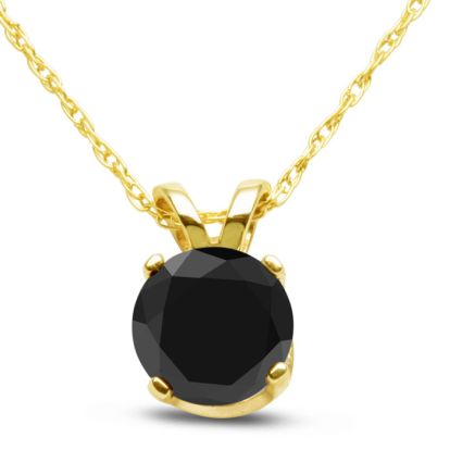 3/4ct Black Diamond Solitaire Pendant in 14k Yellow Gold