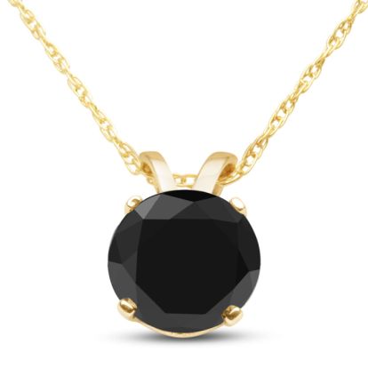 1ct Black Diamond Solitaire Pendant in 14k Yellow Gold