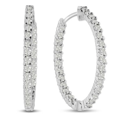 2ct Endless Diamond Hoop Earrings Crafted In Solid 14 Karat White Gold