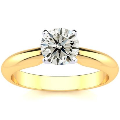 1 Carat Diamond Round Engagement Rings In 14K Yellow Gold