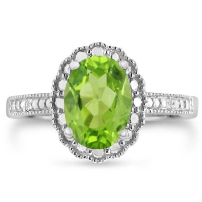 2ct Oval Peridot And Diamond Halo Ring Crafted In Solid Sterling Silver