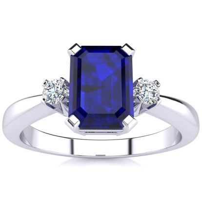 1ct Sapphire and Diamond Ring Crafted In Solid 14K White Gold