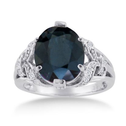 6ct Oval Sapphire and Diamond Ring Crafted In Solid 14K White Gold