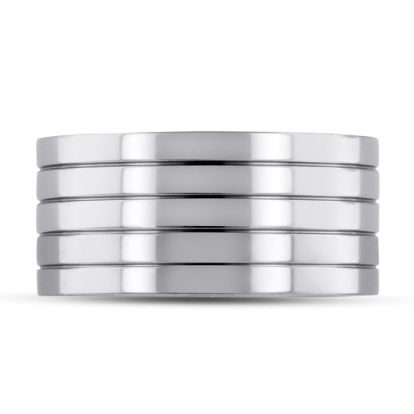 10 MM Polished Grooved Men's Titanium Ring Wedding Band
