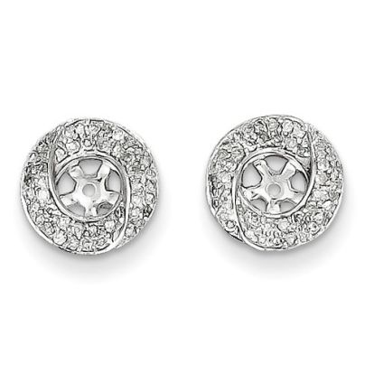 14K White Gold Pave Diamond Earring Jackets, Fits 1/3-1/2ct Stud Earrings
