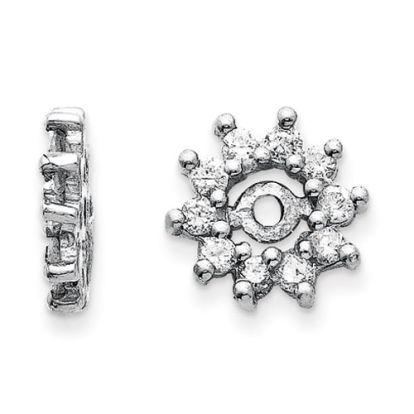 14K White Gold Halo Sun Diamond Earring Jackets, Fits 1/4-1/3ct Stud Earrings

