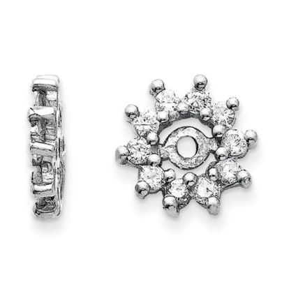 14K White Gold Halo Sun Diamond Earring Jackets, Fits 1/4-1/3ct Stud Earrings
