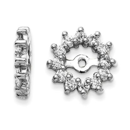 14K White Gold Halo Sun Diamond Earring Jackets, Fits 3/4-1ct Stud Earrings
