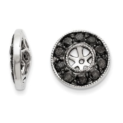14K White Gold Large Black Diamond Earring Jackets, Fits 1/3-1/2ct Stud Earrings

