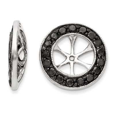 14K White Gold Large Black Diamond Earring Jackets, Fits 3 3/4-4ct Stud Earrings
