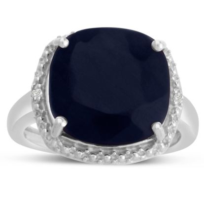 9ct Cushion Cut Sapphire and Halo Diamond Ring Crafted In Solid Sterling Silver