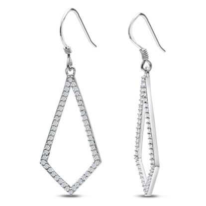 1/2ct Diamond Geometric Dangle Earrings Crafted In Solid Sterling Silver