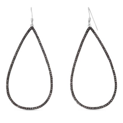 1ct Black Diamond Teardrop Dangle Earrings Crafted In Solid Sterling Silver
