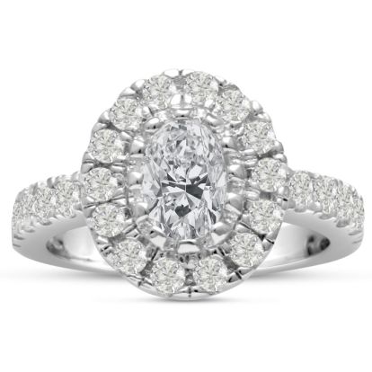 1 1/2 Carat Oval Halo Diamond Engagement Ring in 14 Karat White Gold