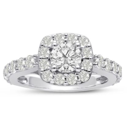 1 3/4ct Halo Diamond Engagement Ring Crafted in 14 Karat White Gold,  Also Available in Yellow and Rose Gold