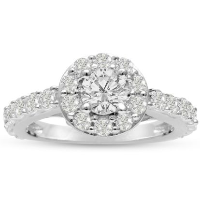 1 1/2ct Diamond Halo Engagement Ring in 14k White Gold
