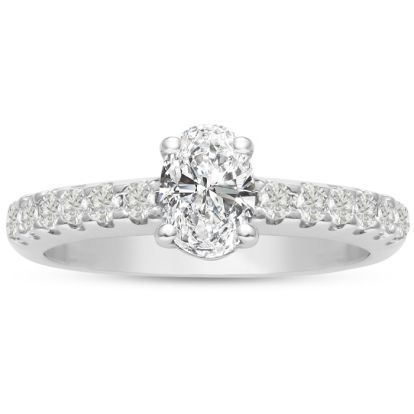 1 1/3ct Oval Diamond Engagement Ring Crafted in 14 Karat White Gold
