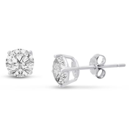 2ct Diamond Size Cubic Zirconia Stud Earrings, Sterling Silver