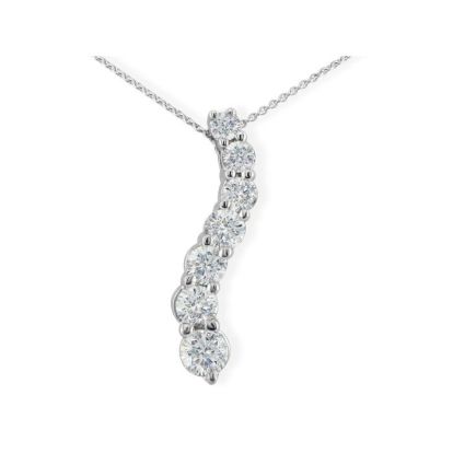 1/2ct Curve Style Journey Diamond Pendant in 14k White Gold, G/H SI3