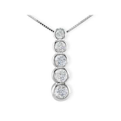 1/4ct Bezel Set Journey Diamond Pendant in 14k White Gold
