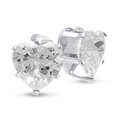 4ct Diamond Size CZ Heart Earrings in Sterling Silver