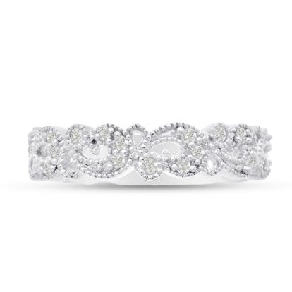 1/3 Carat Antique Floral Diamond Wedding Band Crafted In 14 Karat White Gold