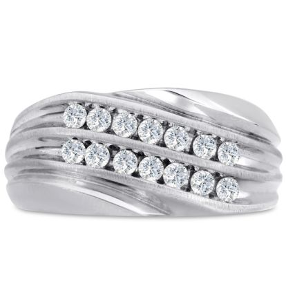 Men's 1/2ct Diamond Ring In 10K White Gold