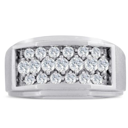 Men's 1ct Diamond Ring In 14K White Gold