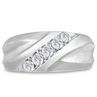 Men's 1/2ct Diamond Ring In 10K White Gold