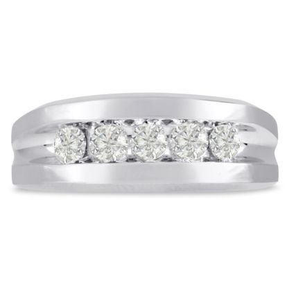 Men's 3/4ct Diamond Ring In 14K White Gold