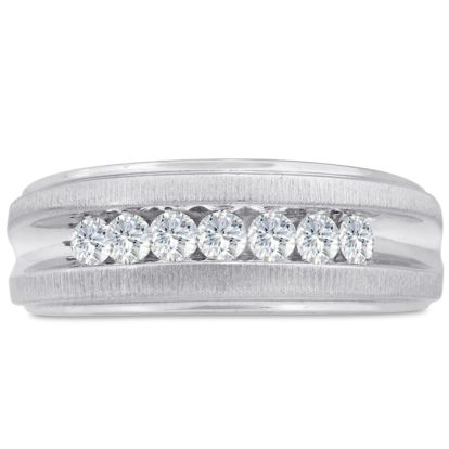 Men's 1/2ct Diamond Ring In 10K White Gold