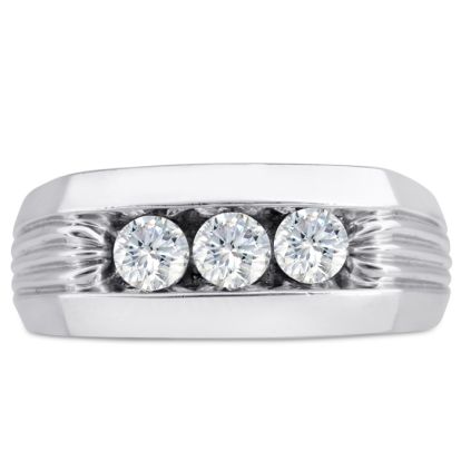 Men's 3/4ct Diamond Ring In 14K White Gold