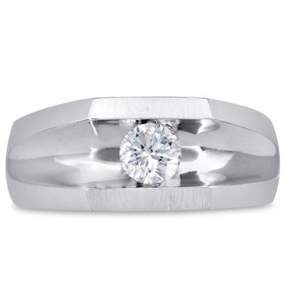 Men's 1/2ct Diamond Ring In 10K White Gold