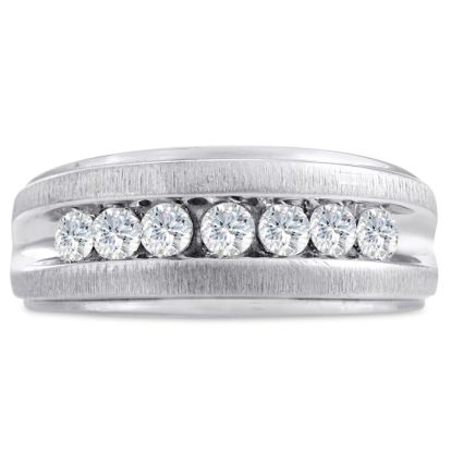 Men's 3/4ct Diamond Ring In 14K White Gold