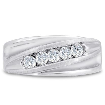Men's 3/5ct Diamond Ring In 14K White Gold