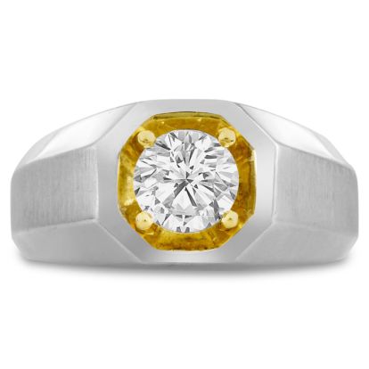 Men's 1ct Diamond Ring In 14K Two-Tone Gold