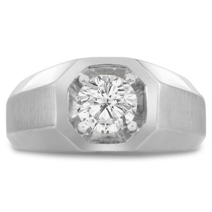 Men's 1ct Diamond Ring In 14K White Gold