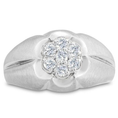 Men's 1/2ct Diamond Ring In 14K White Gold