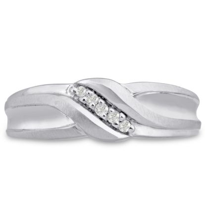 Men's 1/10ct Diamond Ring In 10K White Gold