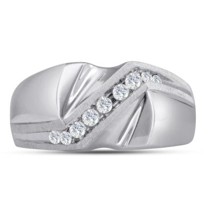 Men's 1/4ct Diamond Ring In 10K White Gold