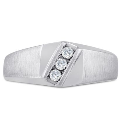 Men's 1/10ct Diamond Ring In 10K White Gold